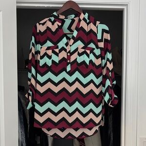Charlotte Russe Multicolor Chevron Blouse